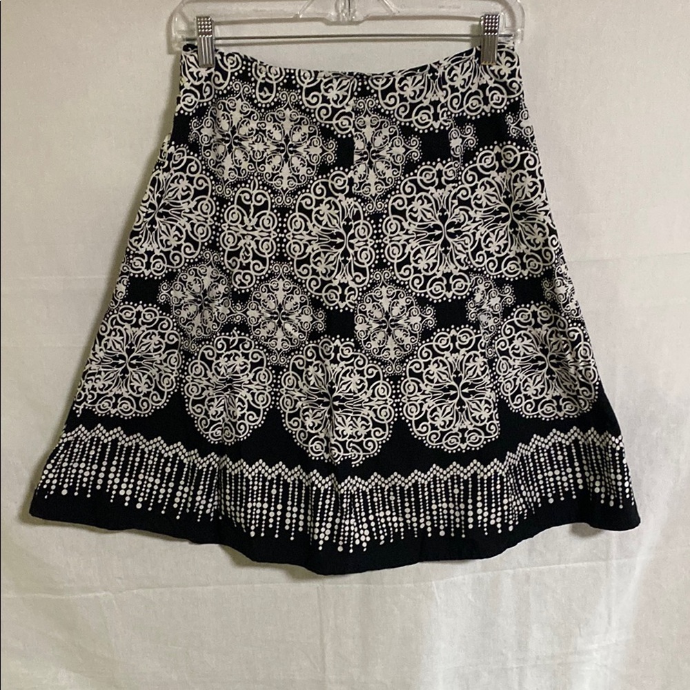 Amanda Lane Black and White A-Line Cocktail Skirt Fit and Flare 8P GUC
